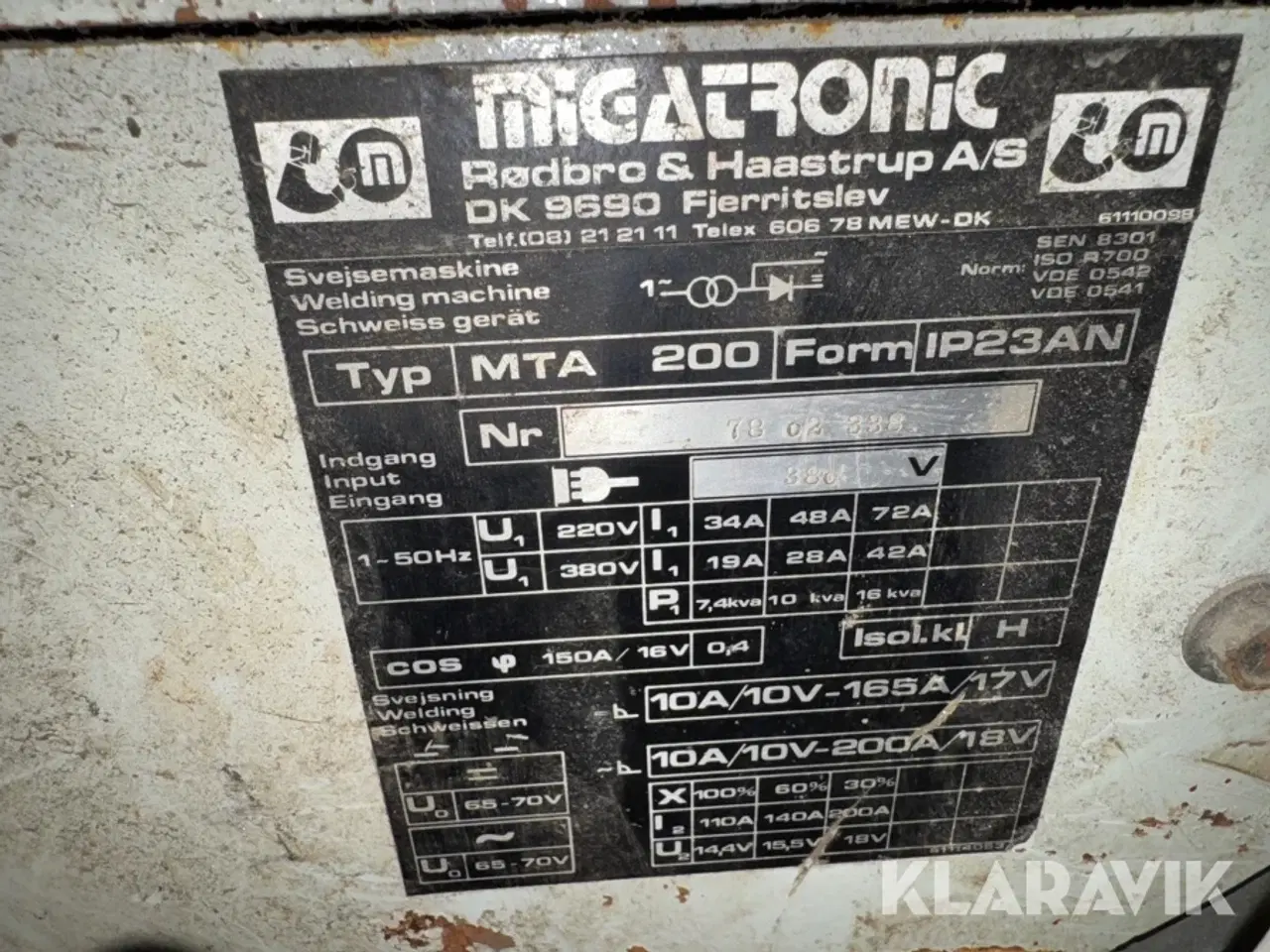 Billede 7 - Svejsemaskine Tig og elektrode Migatronic MTA 200 - LTO 200