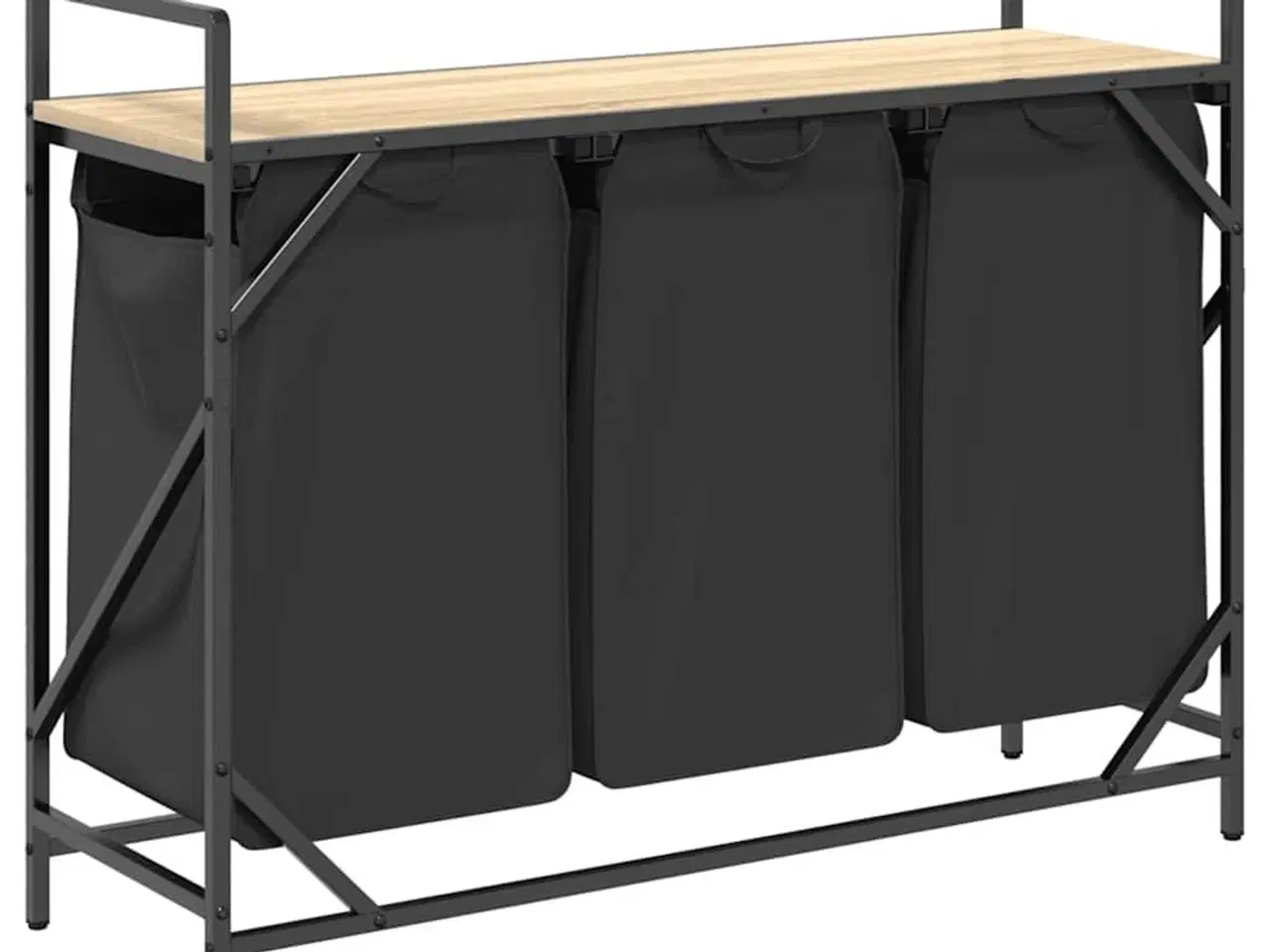 Billede 8 - Vasketøjskurv 3 rum med hylde sonoma-eg