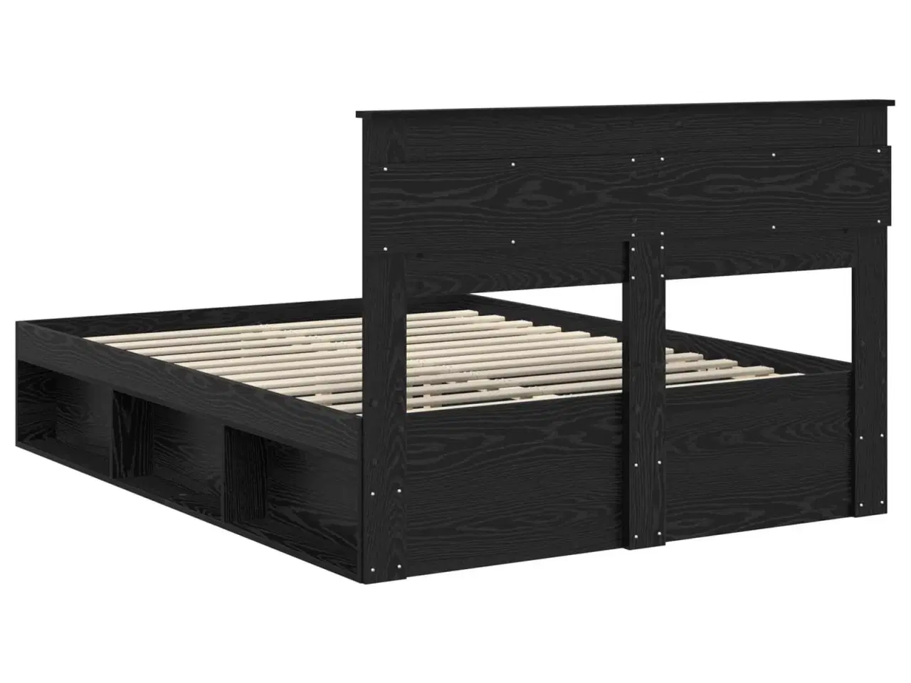 Billede 9 - Sengestel med madras Sort 140 x 200 cm Massiv fyrretræ
