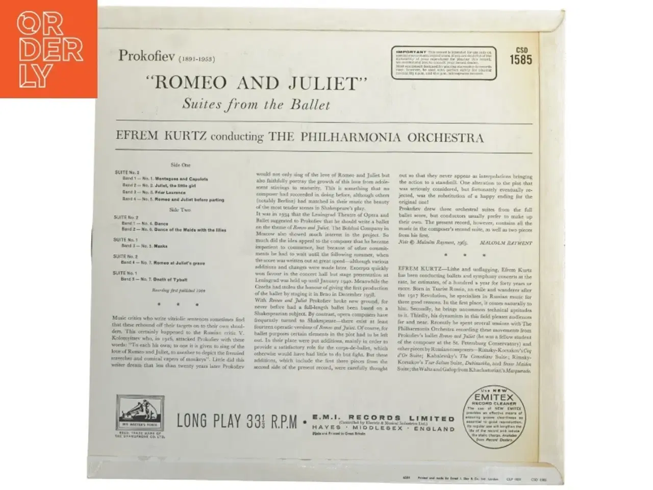 Billede 3 - Romeo and Juliet Suites LP vinyl fra His Master's Voice