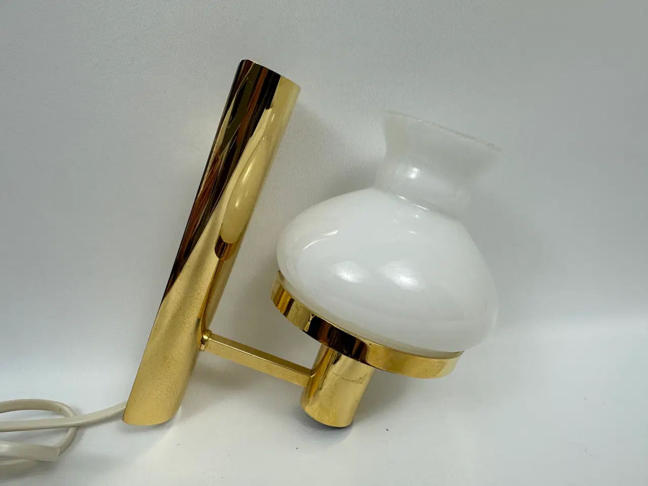 Billede 2 - Vintage messing lampe med opalglas