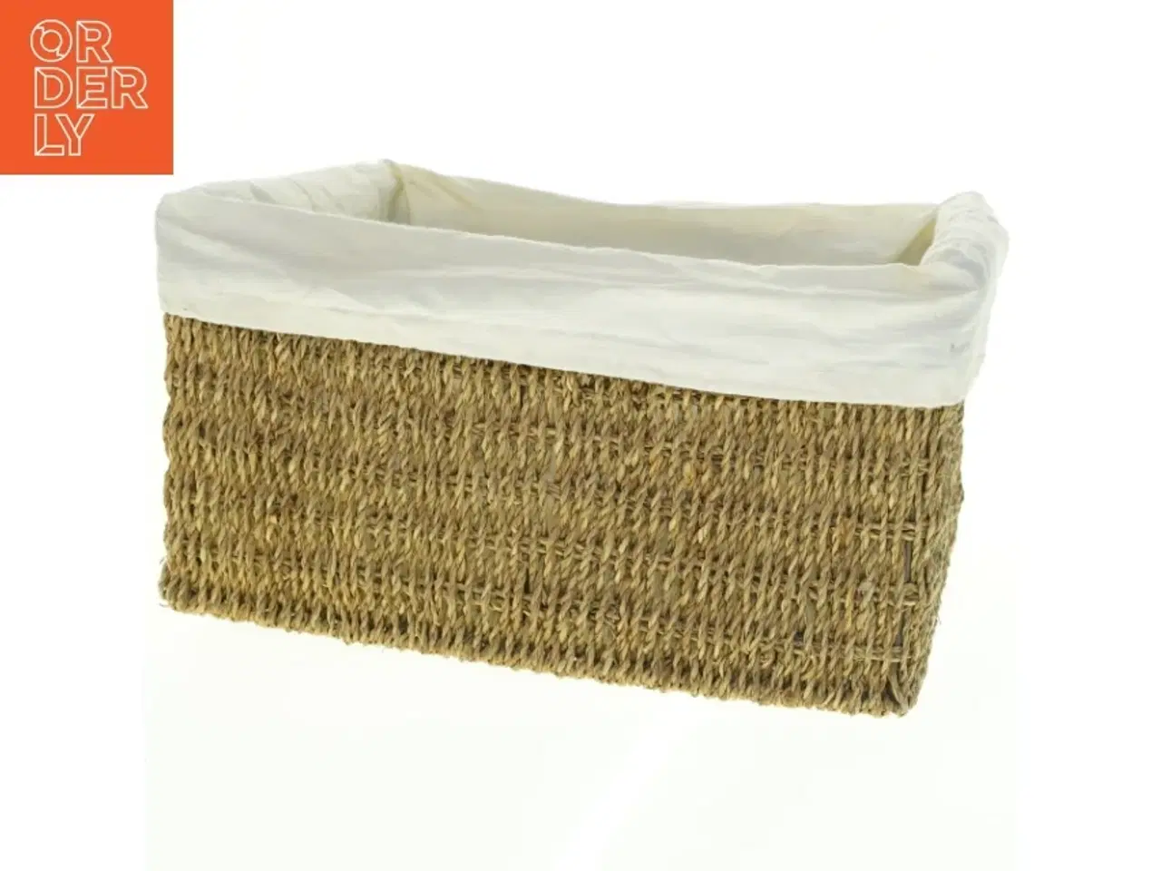 Billede 1 - Flettet kurv med linned foring (str. 33 x 26 x 16 cm)
