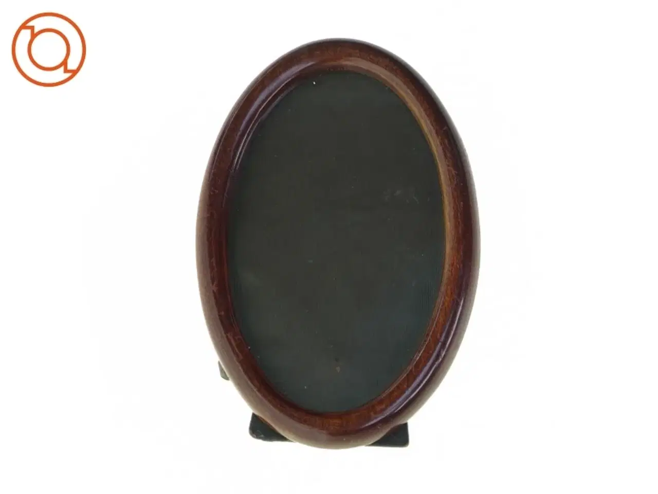 Billede 1 - Gammel billedramme i mørkt træ, oval form (16 x 11 cm)