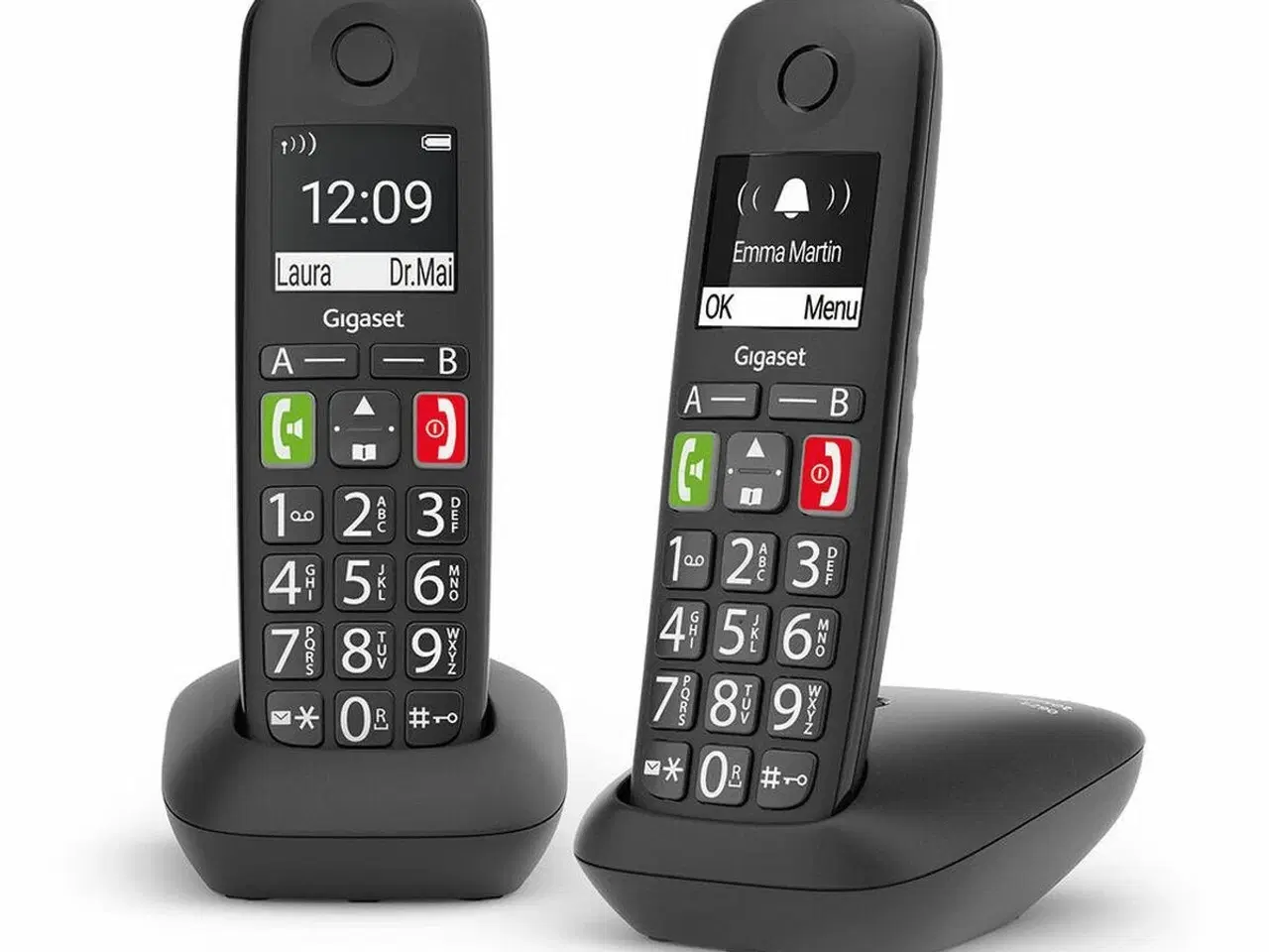 Billede 2 - Trådløs telefon Gigaset E290 Duo - sort fastnettelefon med 2 håndsæt