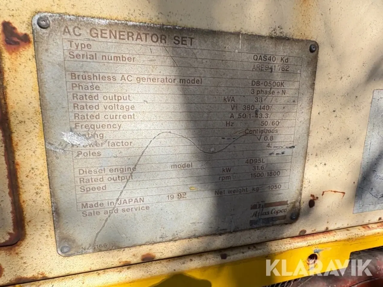 Billede 6 - Generator Atlas Copco Qas40