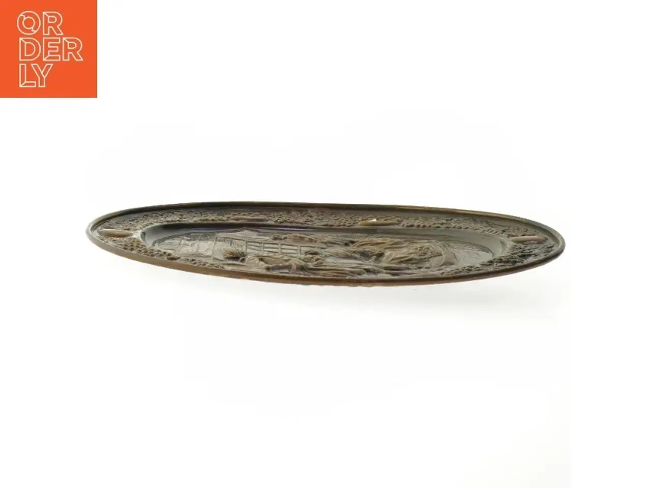 Billede 3 - Ovalt dekorations platte med relief (str. 39x29 cm)