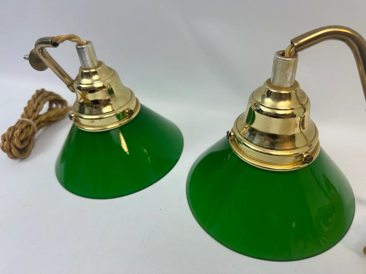 Billede 3 - Vintage lamper i messing og grønt glas
