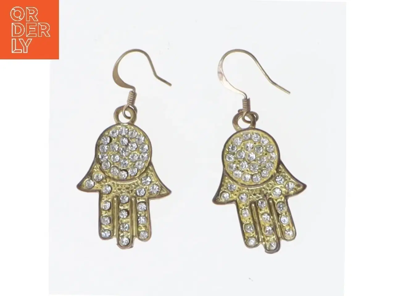 Billede 1 - Hamsa øreringe med sten (str. 4 cm)