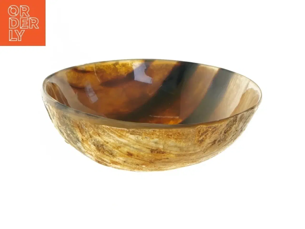 Billede 2 - Dekorativ skål i ravfarvet glas (str. Ø 21x7 cm)