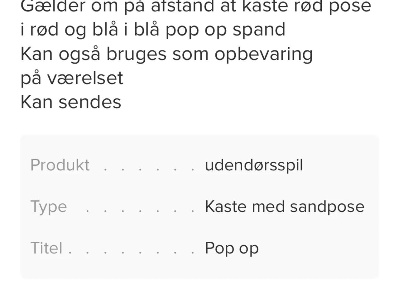 Billede 2 - Legetøj, kaste sæk i pop op spand