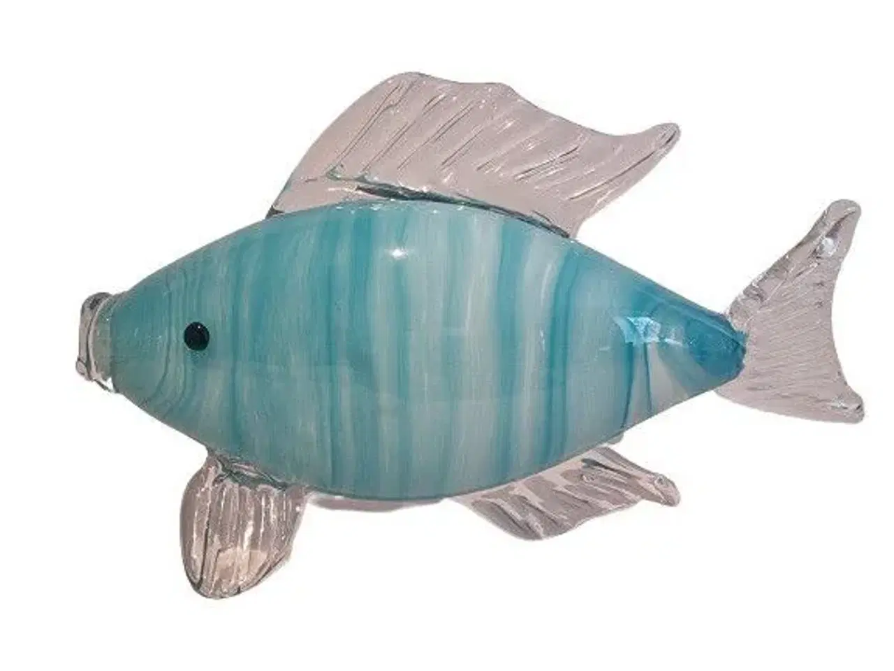 Billede 1 - Glas fisk med lyseblå striber