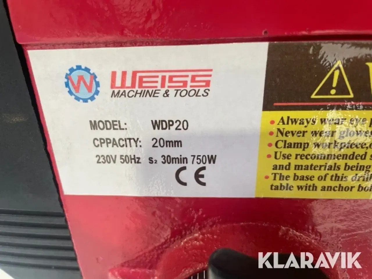 Billede 3 - Søjleboremaskine Weiss machine &tools WPD20 fabriksny 1 styk