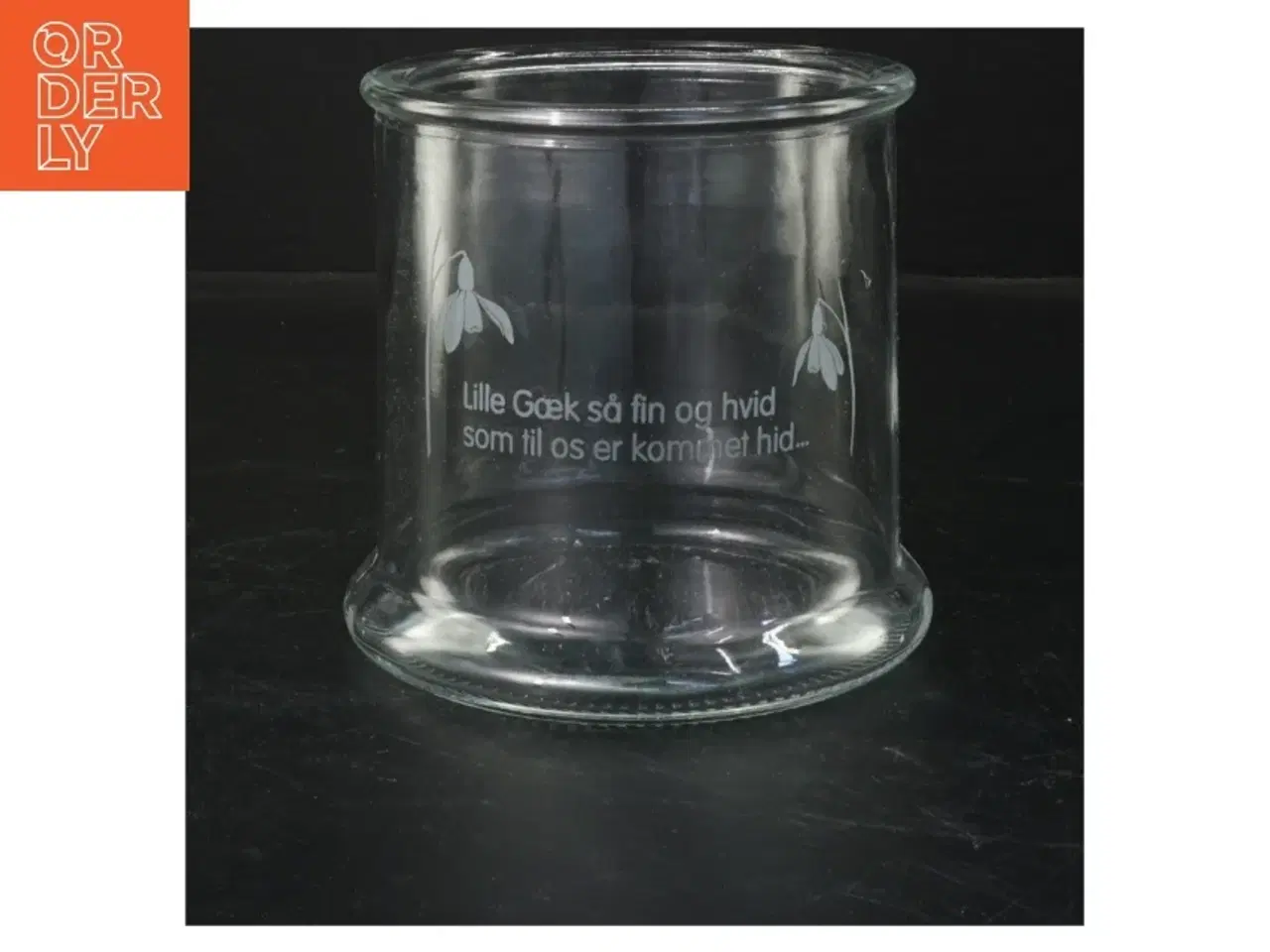 Billede 1 - Glas vase med sneklokke motiv (str. Ø 12 cm)