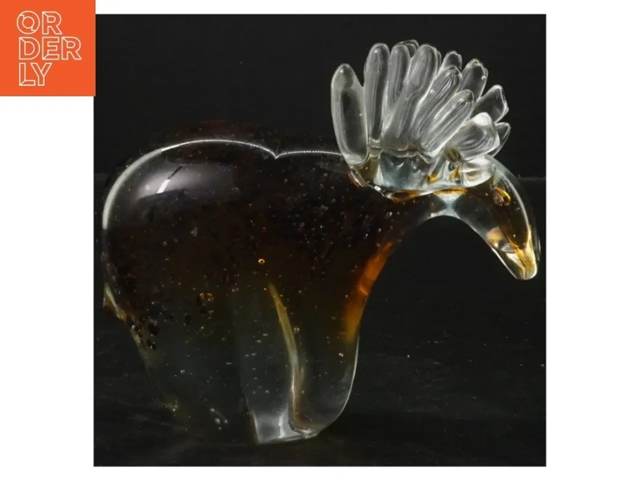 Billede 1 - Glasfigur af en elg (str. 14x14 cm)