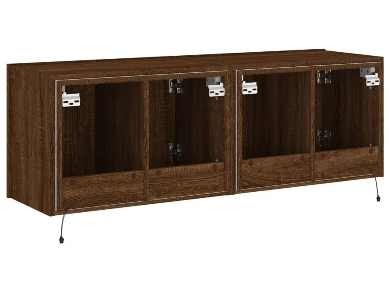 Billede 10 - Væghængte tv-borde 2 stk. med LED-lys 60x35x41 cm brunt egetræ