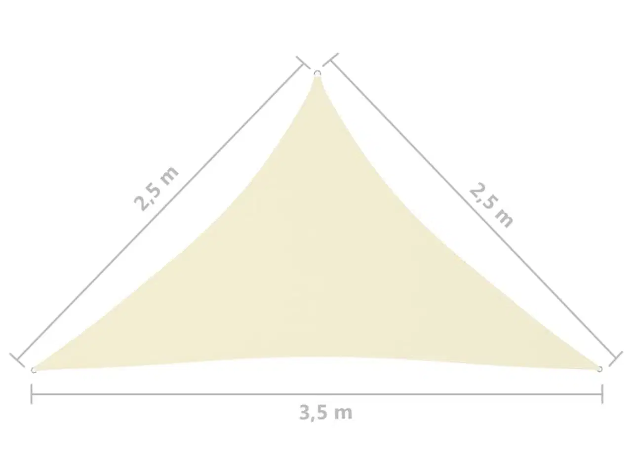 Billede 6 - Solsejl 2,5x2,5x3,5 m trekantet oxfordstof cremefarvet