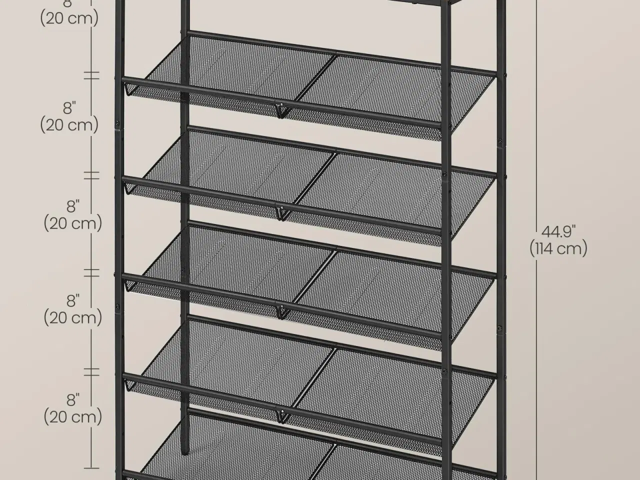 Billede 6 - Skoreol med 6 hylder – justerbar fritstående organizer til entré, brun/sort