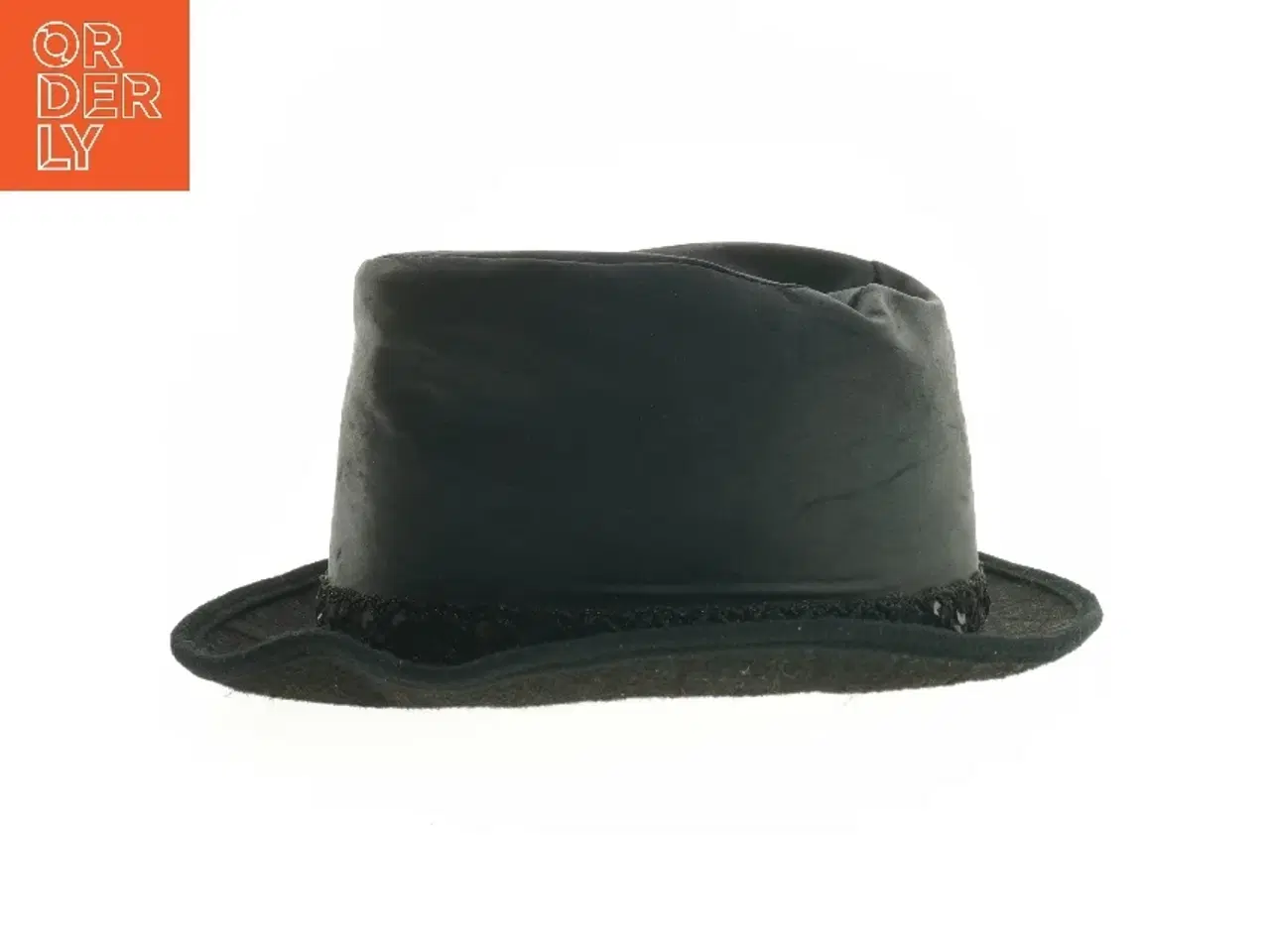 Billede 1 - Sort hat med dekorativ bånd (str. Ø 18 cm)