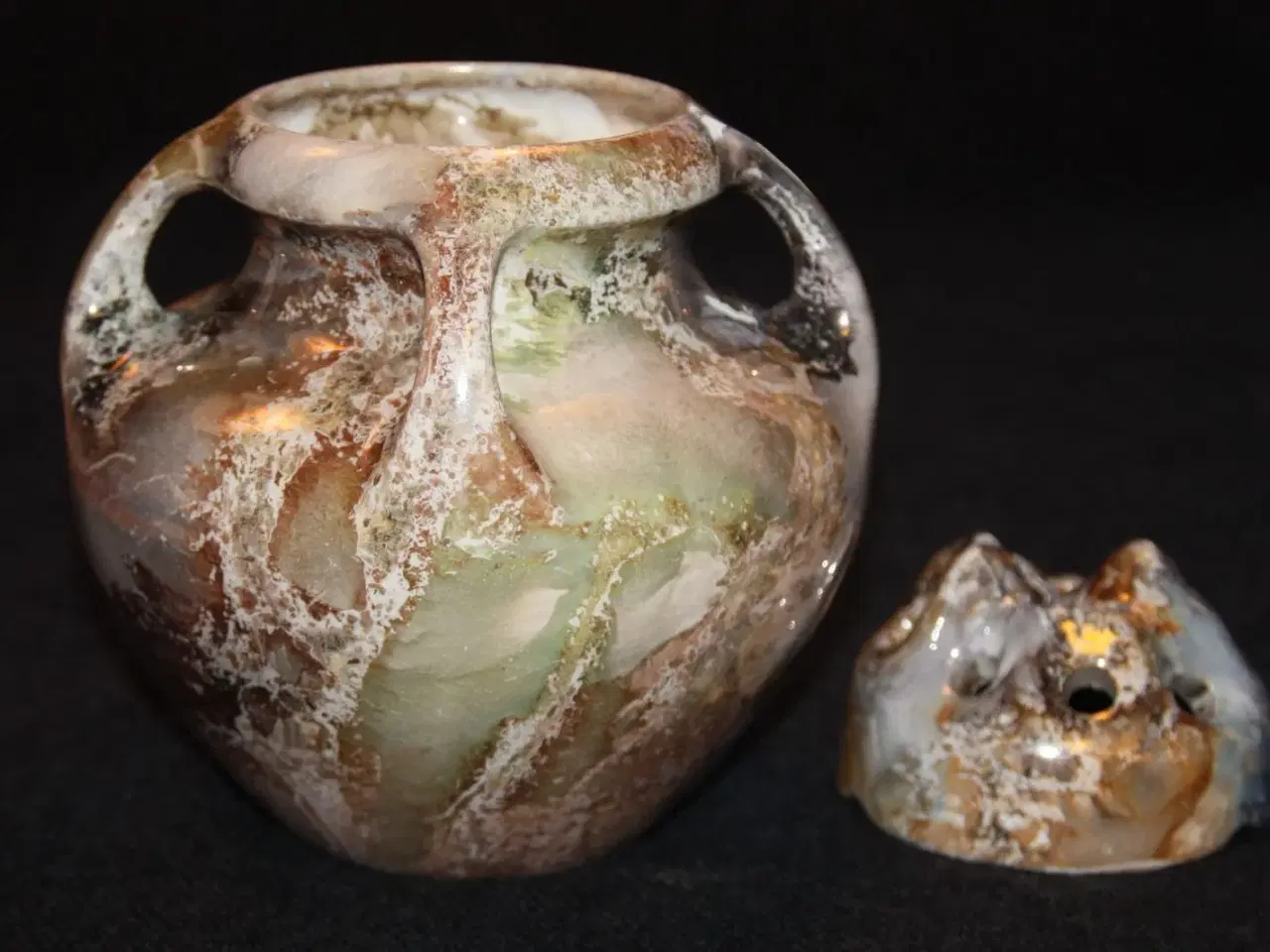 Billede 2 - Arabia lustre vase og  " flower frog "