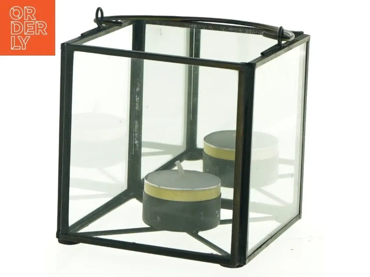 Billede 2 - Glas og metal lysestage (str. 10 x 10 cm)