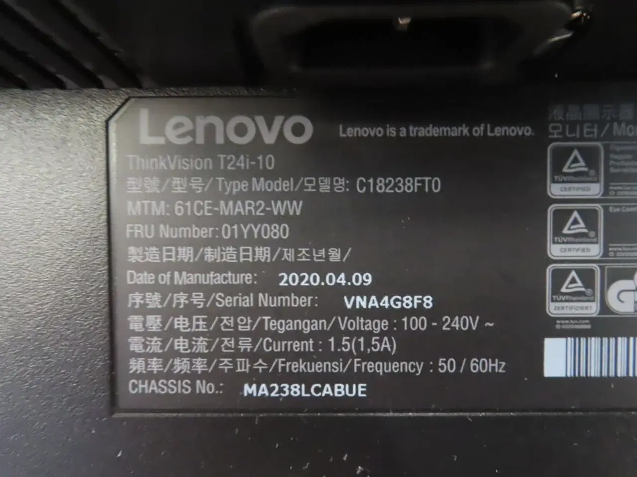 Billede 3 - 24" Computerskærm LENOVO THINKVISION T24I-10