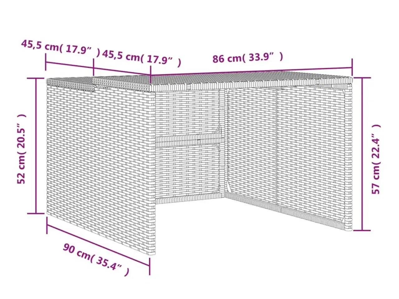Billede 10 - Garage til robotplæneklipper 86x90x52/57 cm polyrattan grå
