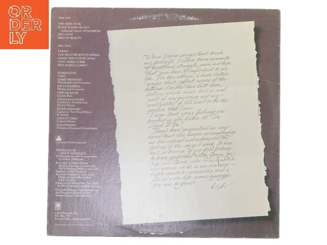 Billede 2 - Esther Satterfield - The Need To Be LP fra A&M Records