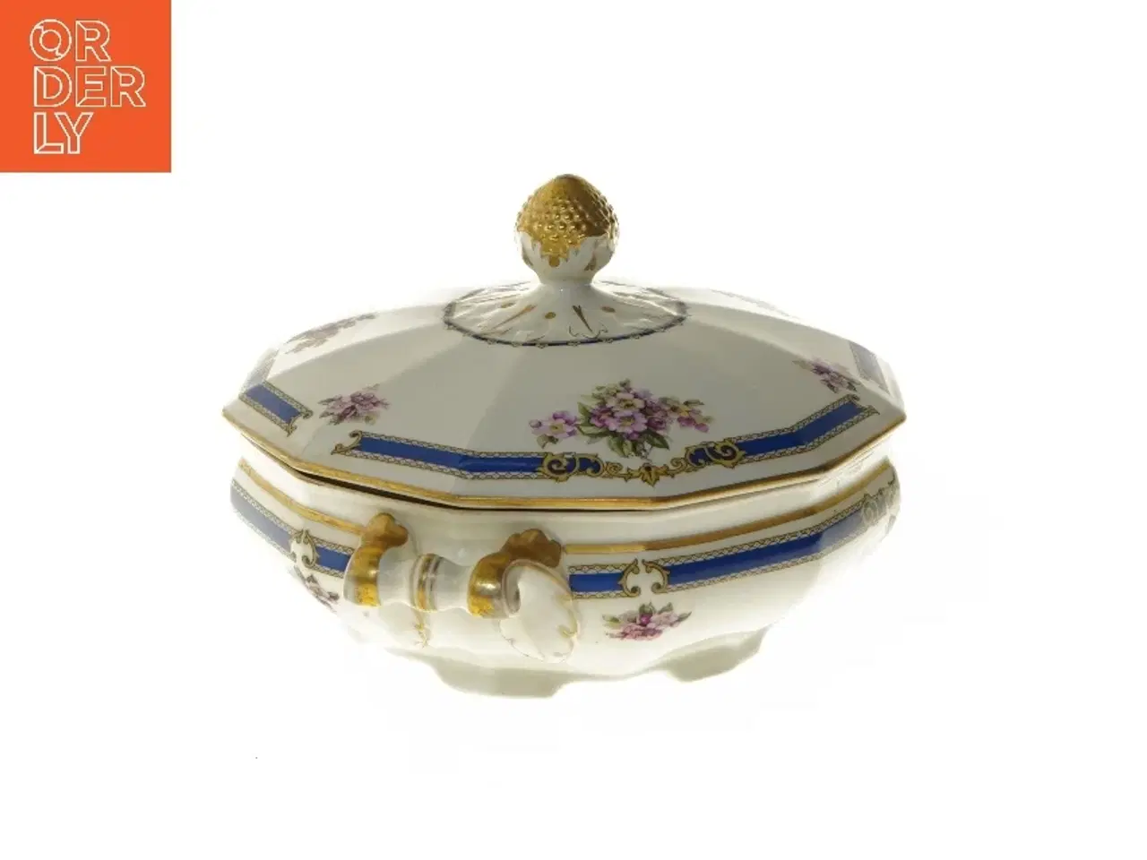 Billede 6 - Dekorativ porcelænsskål med låg, fra Schlaggenwald (str. Ø 23x17 cm)