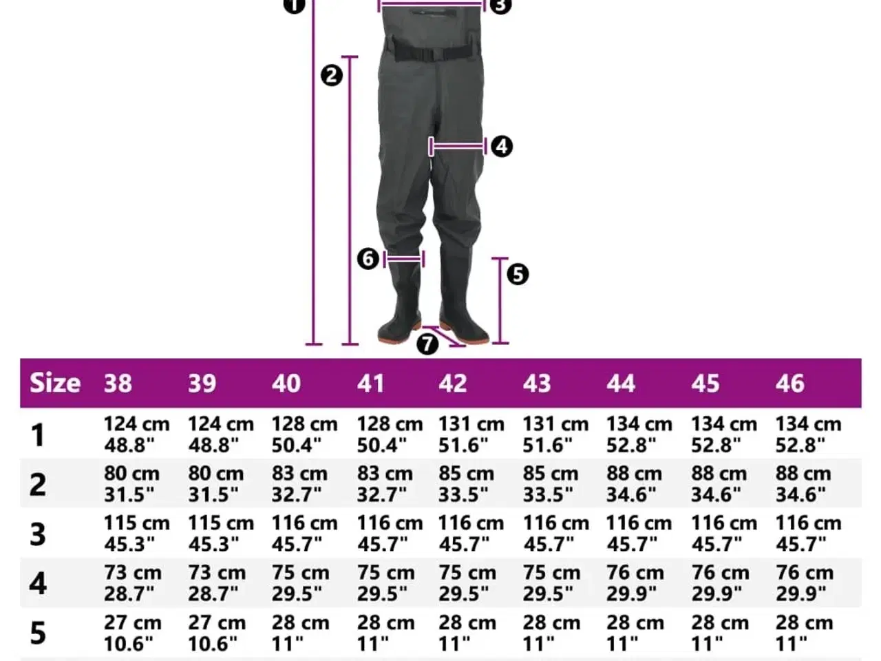 Billede 10 - Waders med støvler og bælte str. 45 mørkegrøn