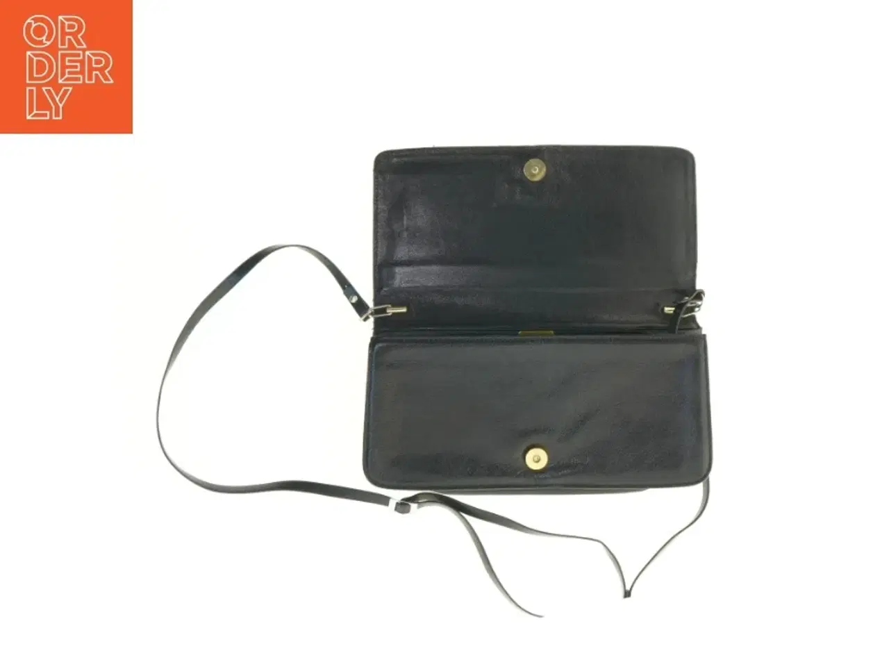 Billede 6 - Sort vintage skuldertaske i læder (str. 29 x 15 cm)