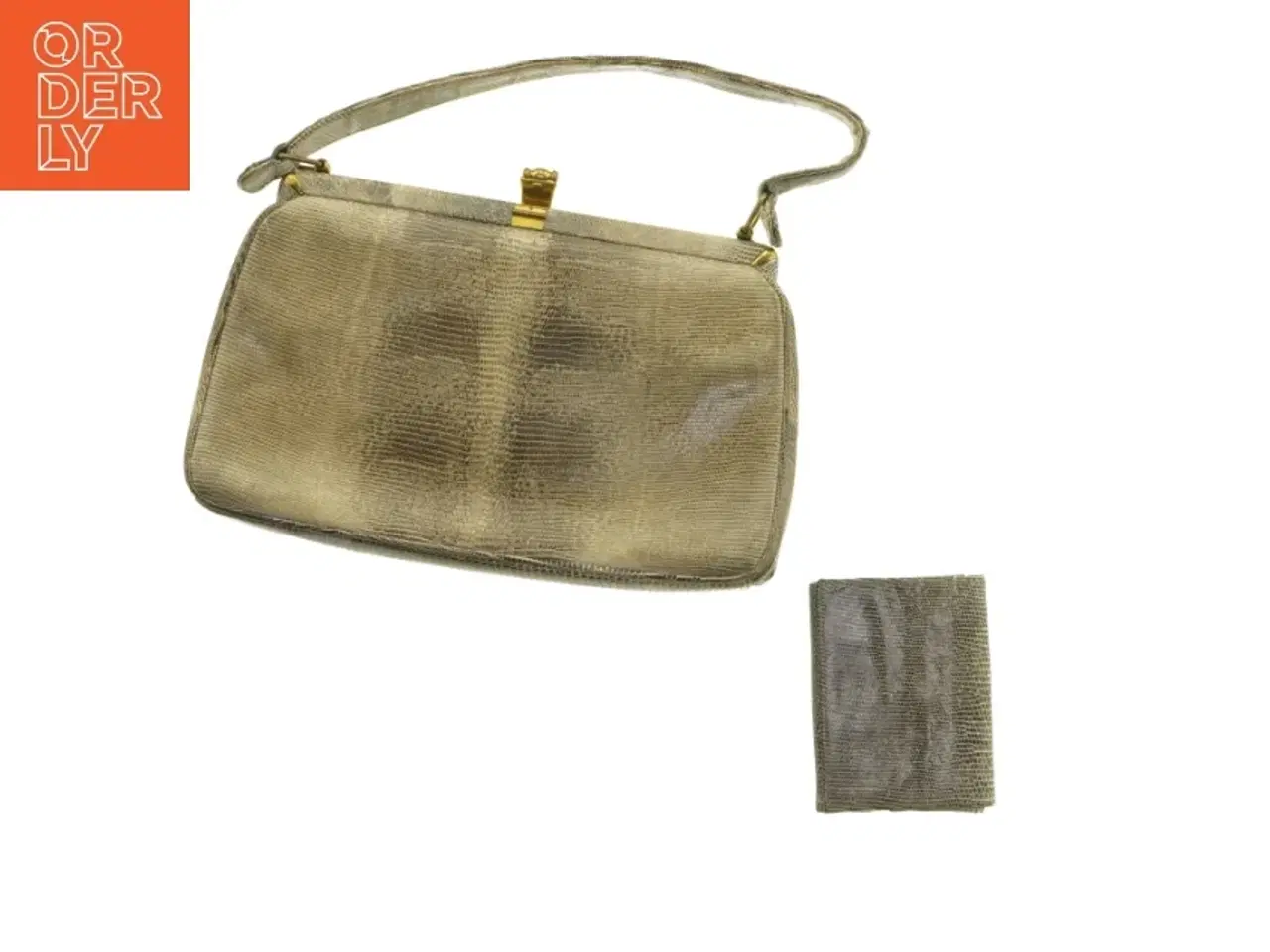 Billede 1 - Håndtaske og pung i slangeskindsdesign (str. 26 x 15 cm)