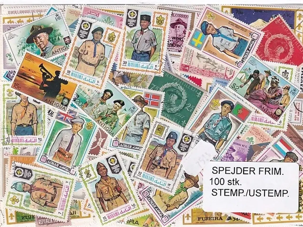 Billede 1 - Spejder på Frimærker. St/ust. 100 stk.