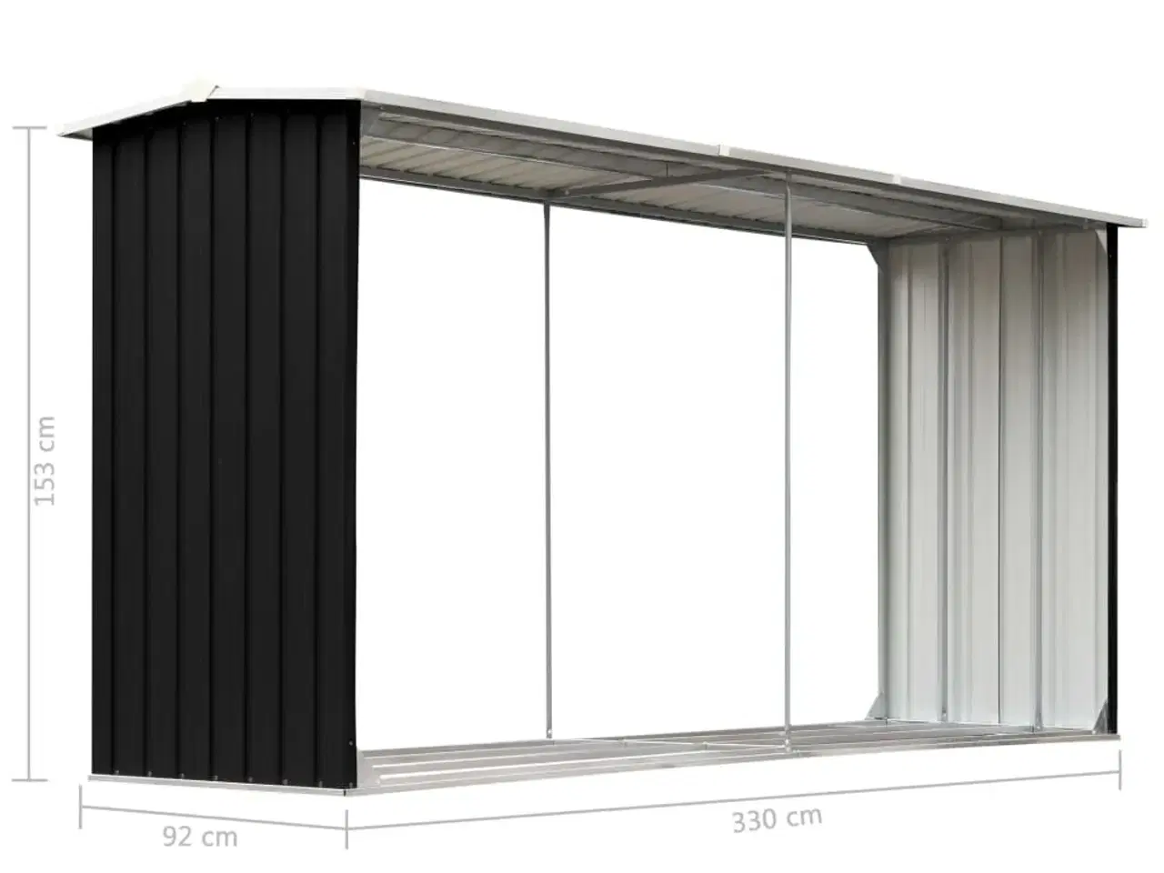 Billede 6 - Brændeskur 330 x 92 x 153 cm galvaniseret stål antracitgrå
