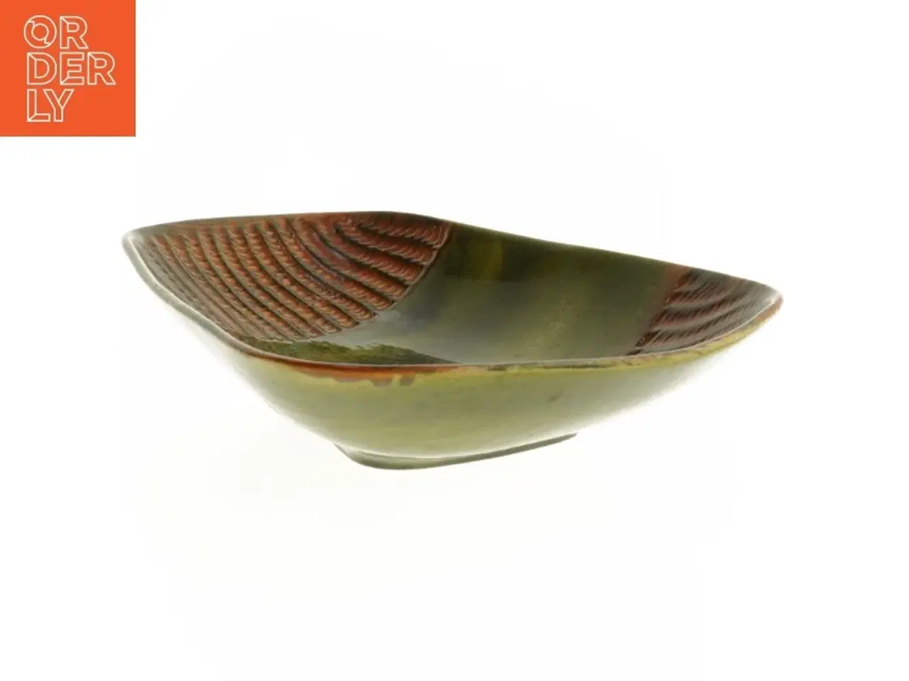 Billede 3 - West Germany pyntefad orange grøn Keramikskål (str. 25x20 cm)