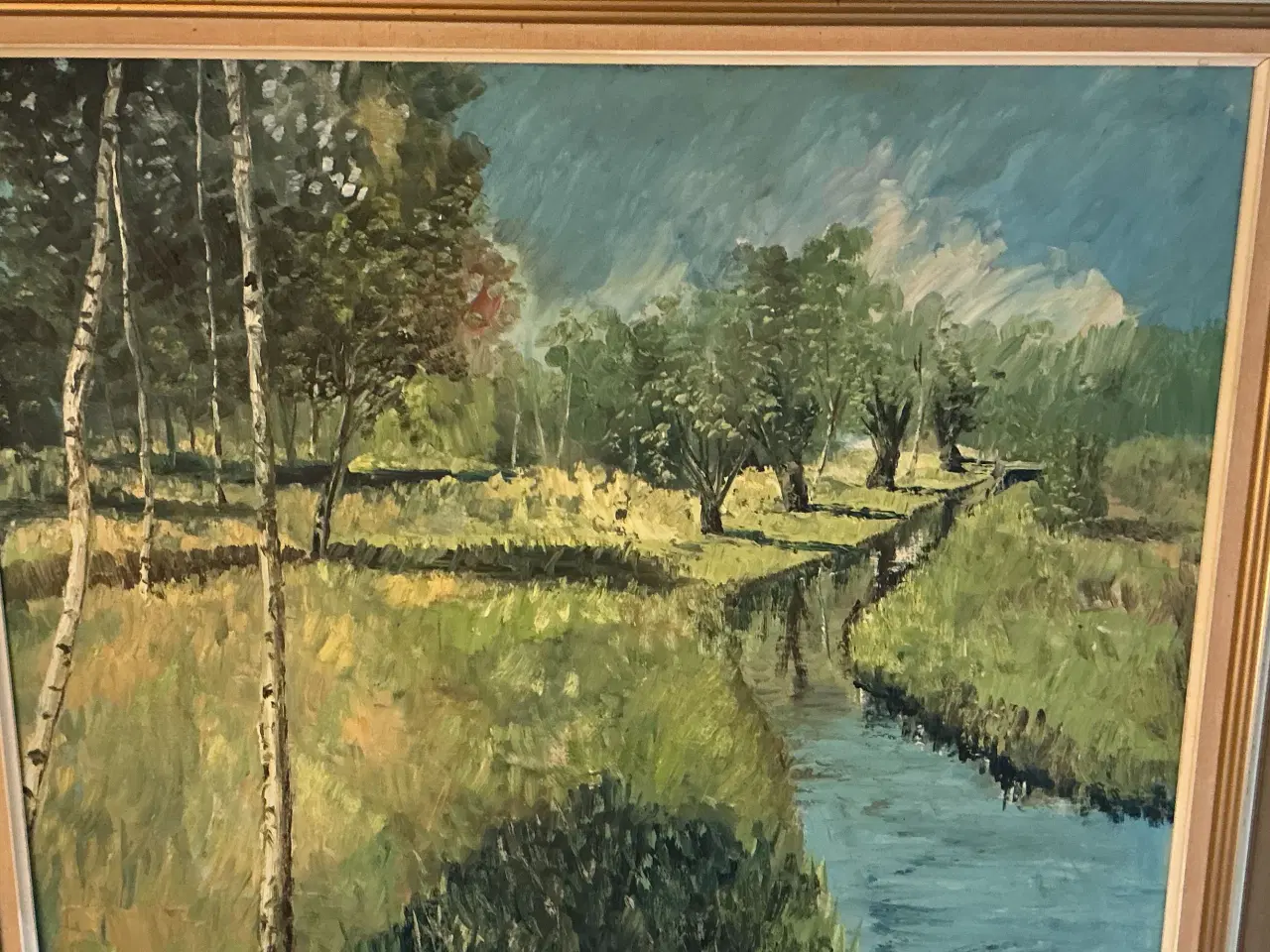 Billede 1 - Oliemaleri af Karl Wolf: Smukt Motiv fra Mølleåen 