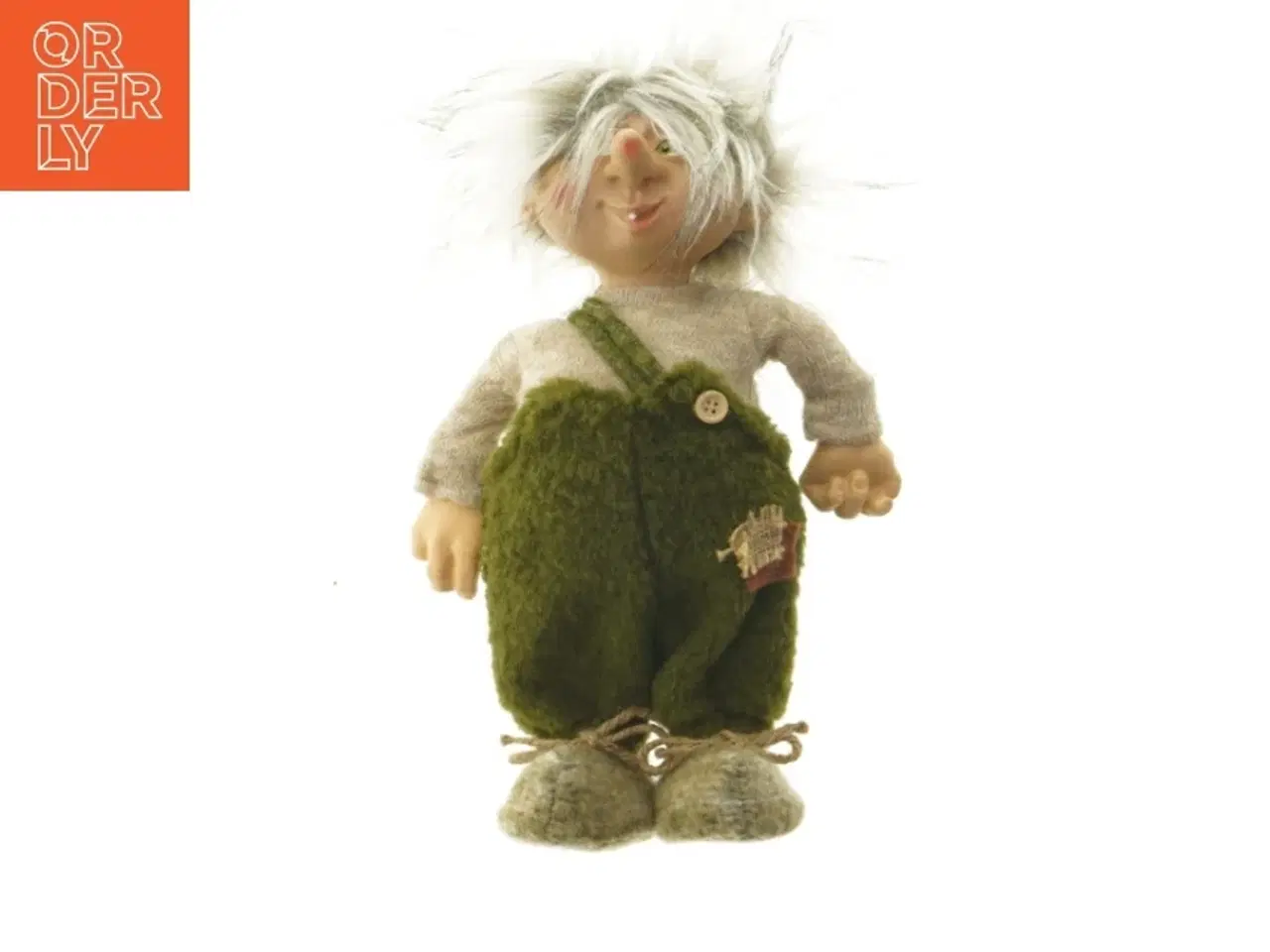 Billede 1 - Strikket dukke med grønne bukser (str. 29 cm)