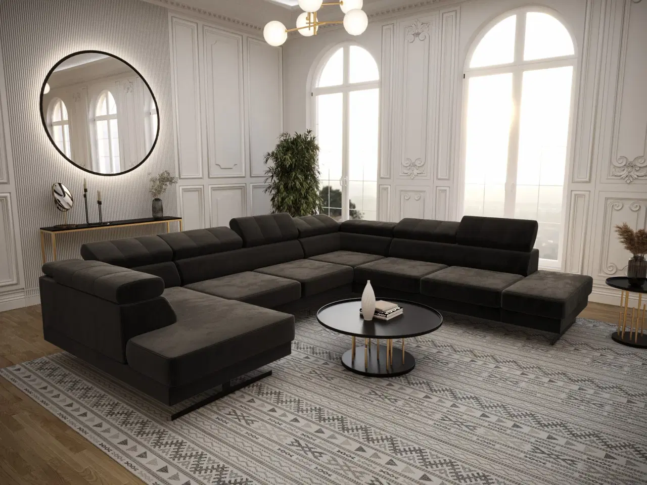 Billede 6 - EMPIRE MAX II HJØRNESOFA 300X350X180 Hvidt øko læder HØJRE