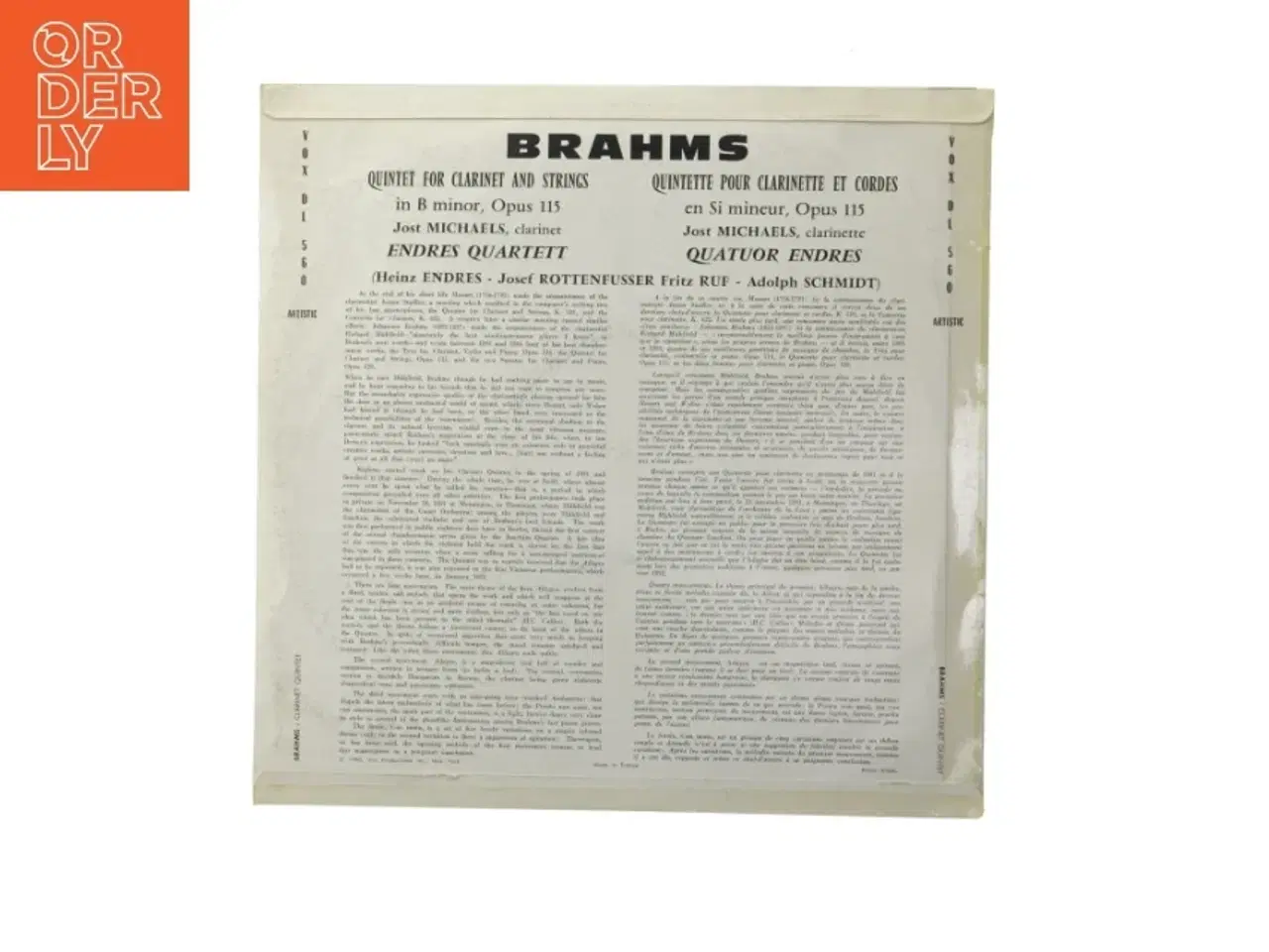 Billede 3 - Brahms Clarinet Quintet vinyl fra VOX