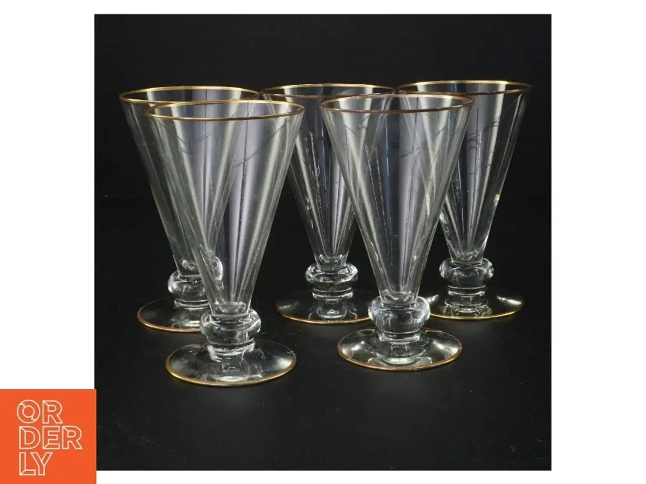 Billede 1 - Vintageglas med guldkant (str. 14 x 9 cm)