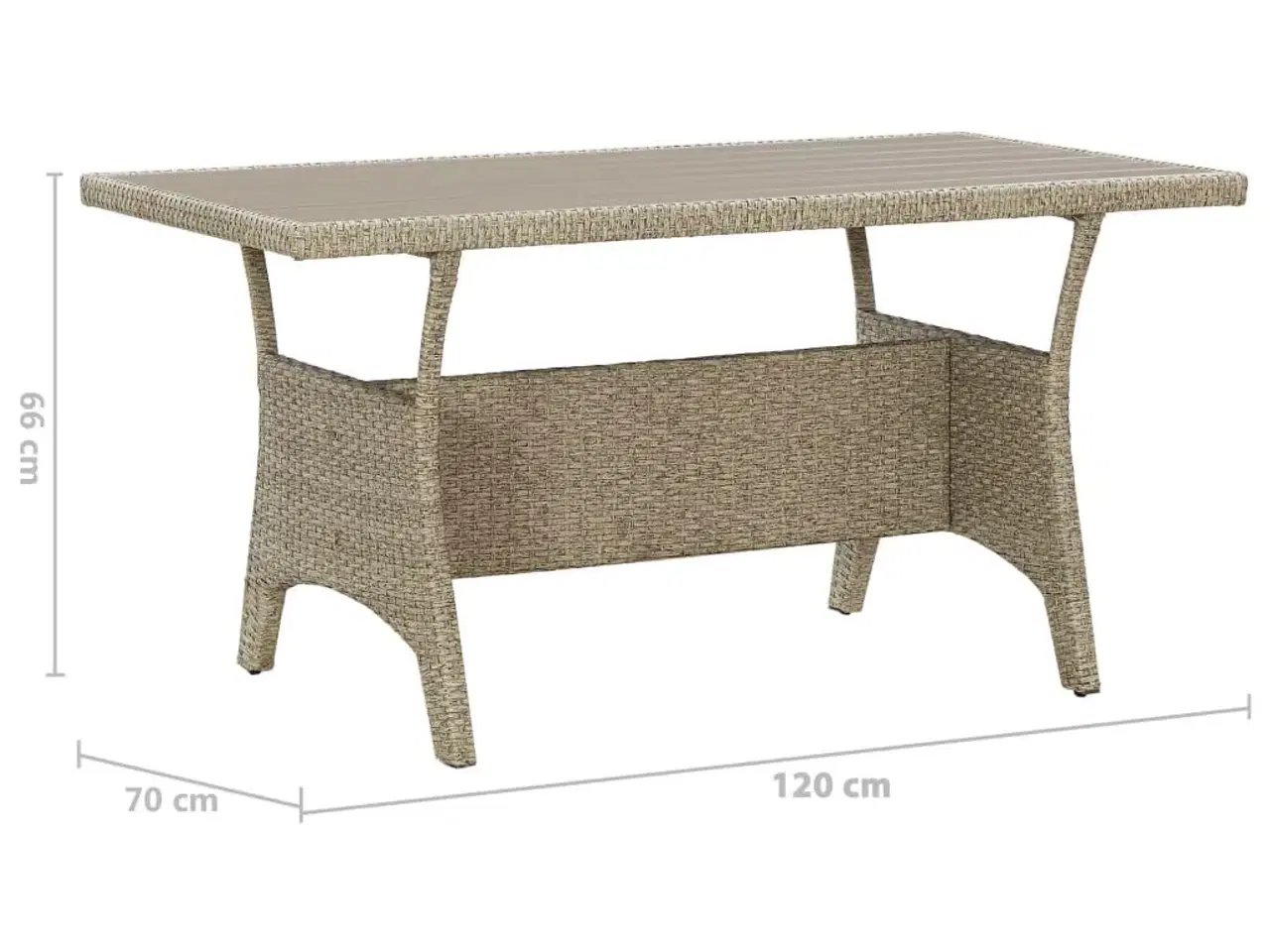 Billede 6 - Havebord 120x70x66 cm polyrattan grå