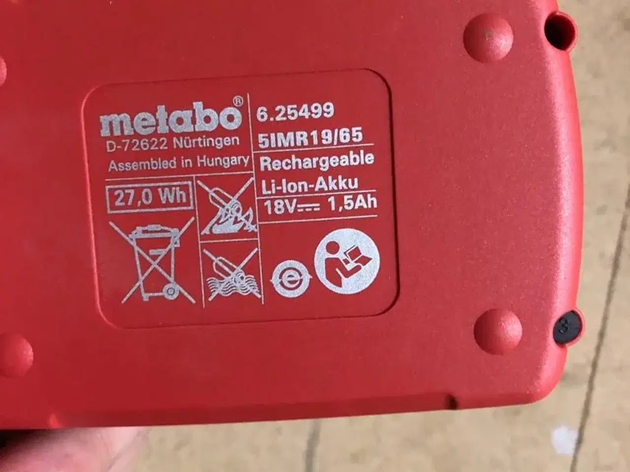 Billede 2 - Metabo batteri 18v