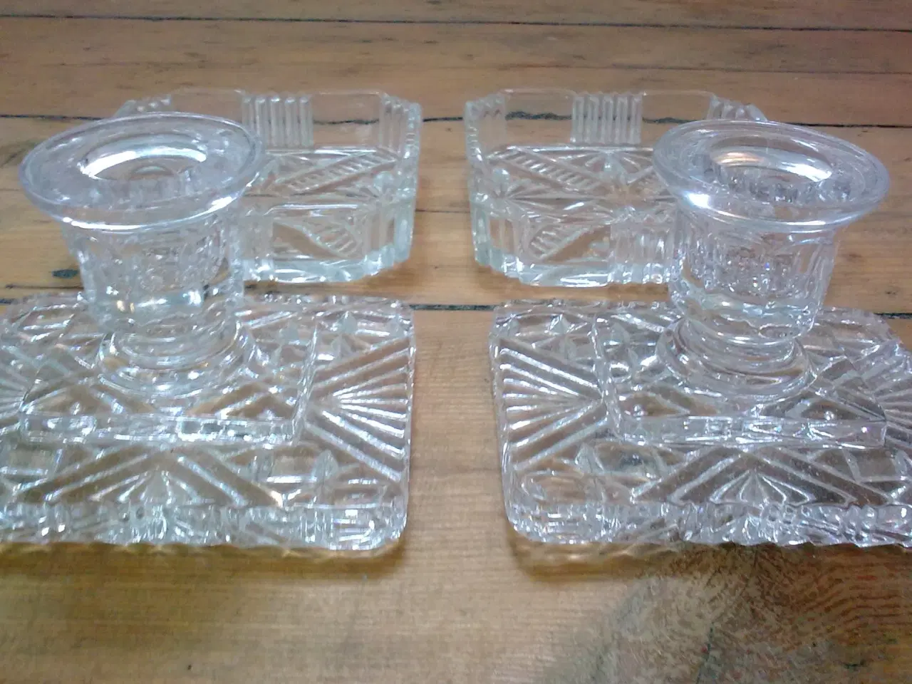 Billede 1 - Kronelys glas facet stage & 2 vintage skåle
