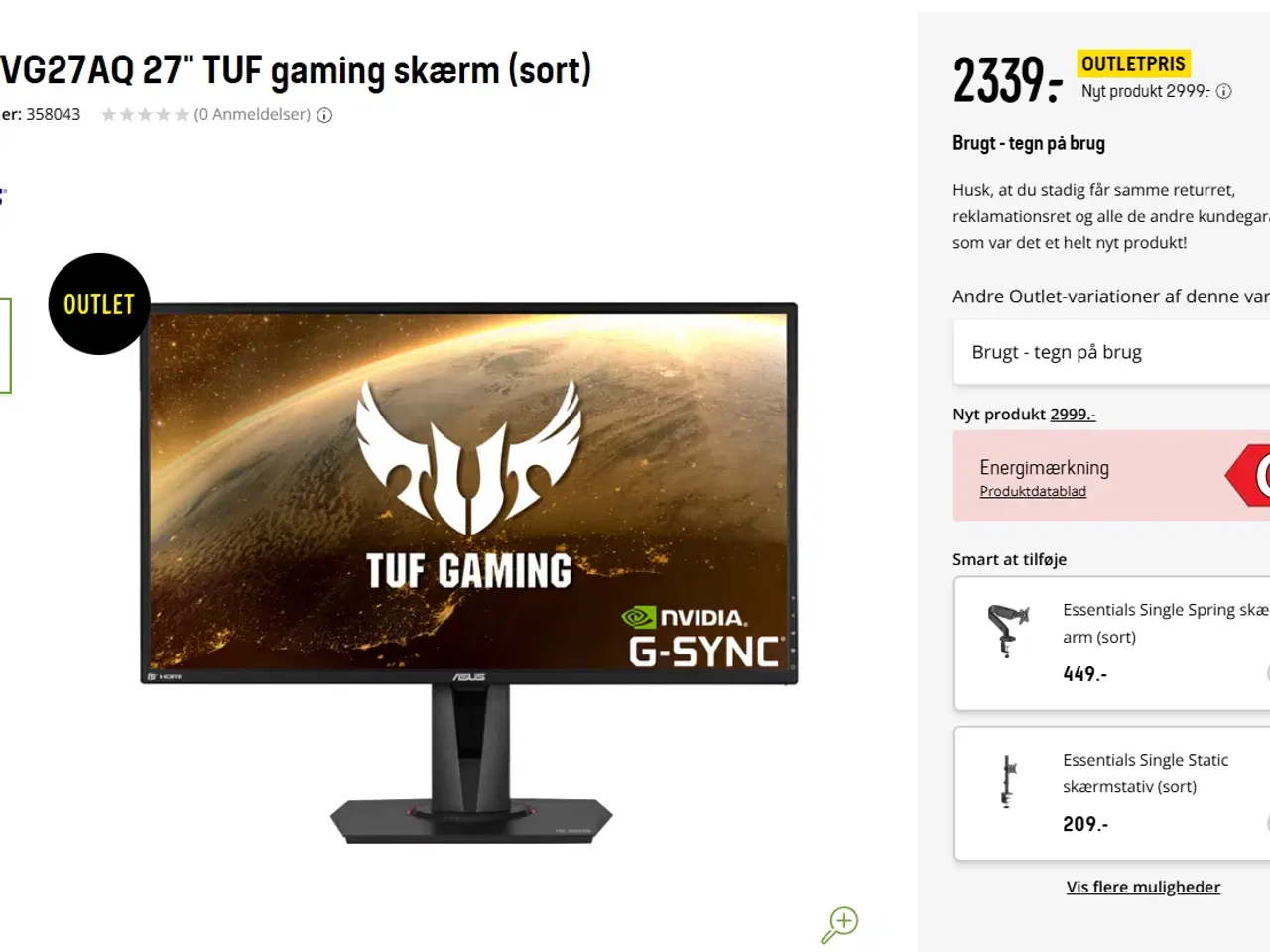 Billede 4 - Asus VG27AQ 27" TUF Gaming Skærm – 165Hz – QHD