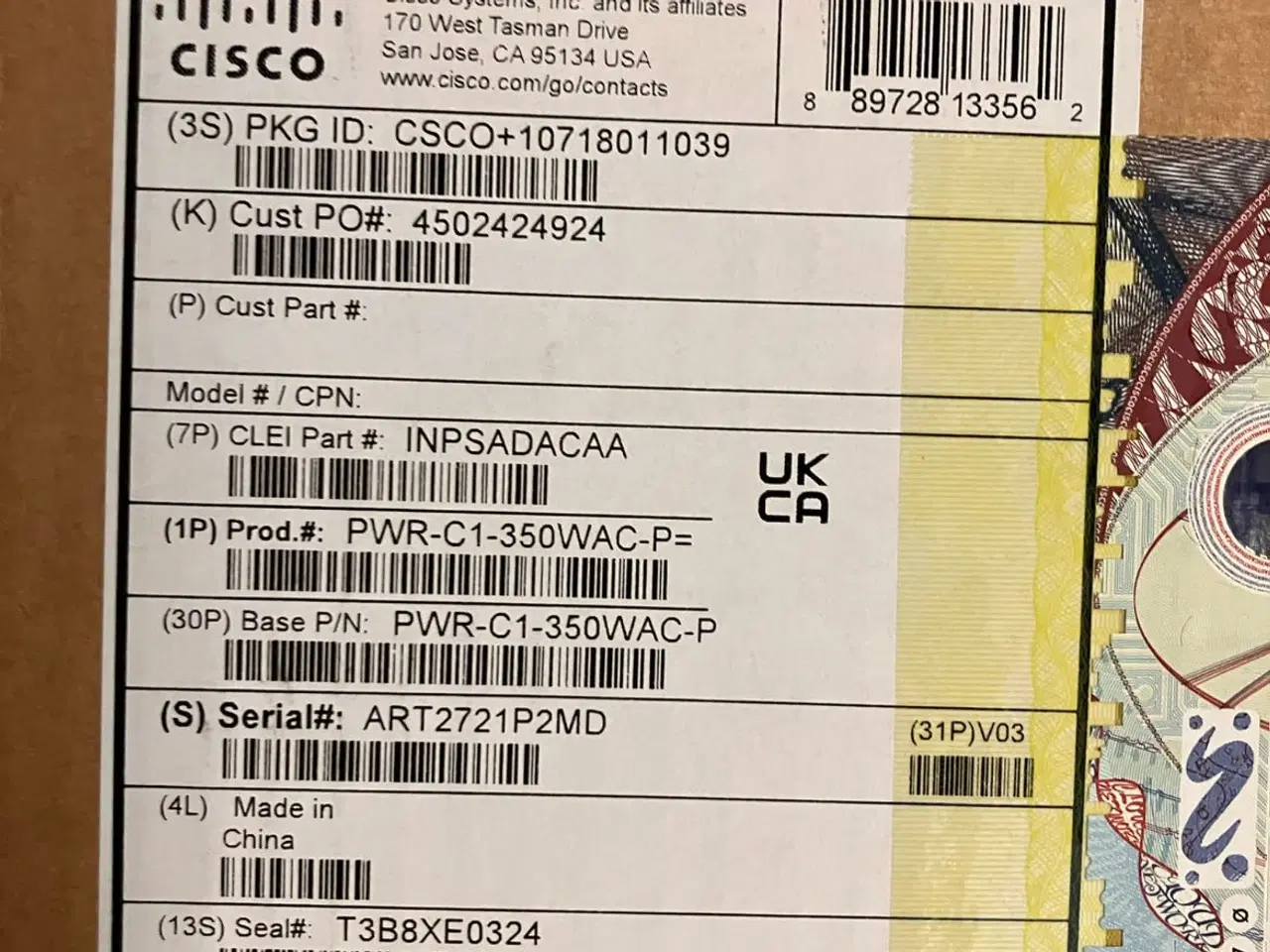 Billede 4 - Cisco PWR-C1-715WAC-P strømforsyning (715W AC)