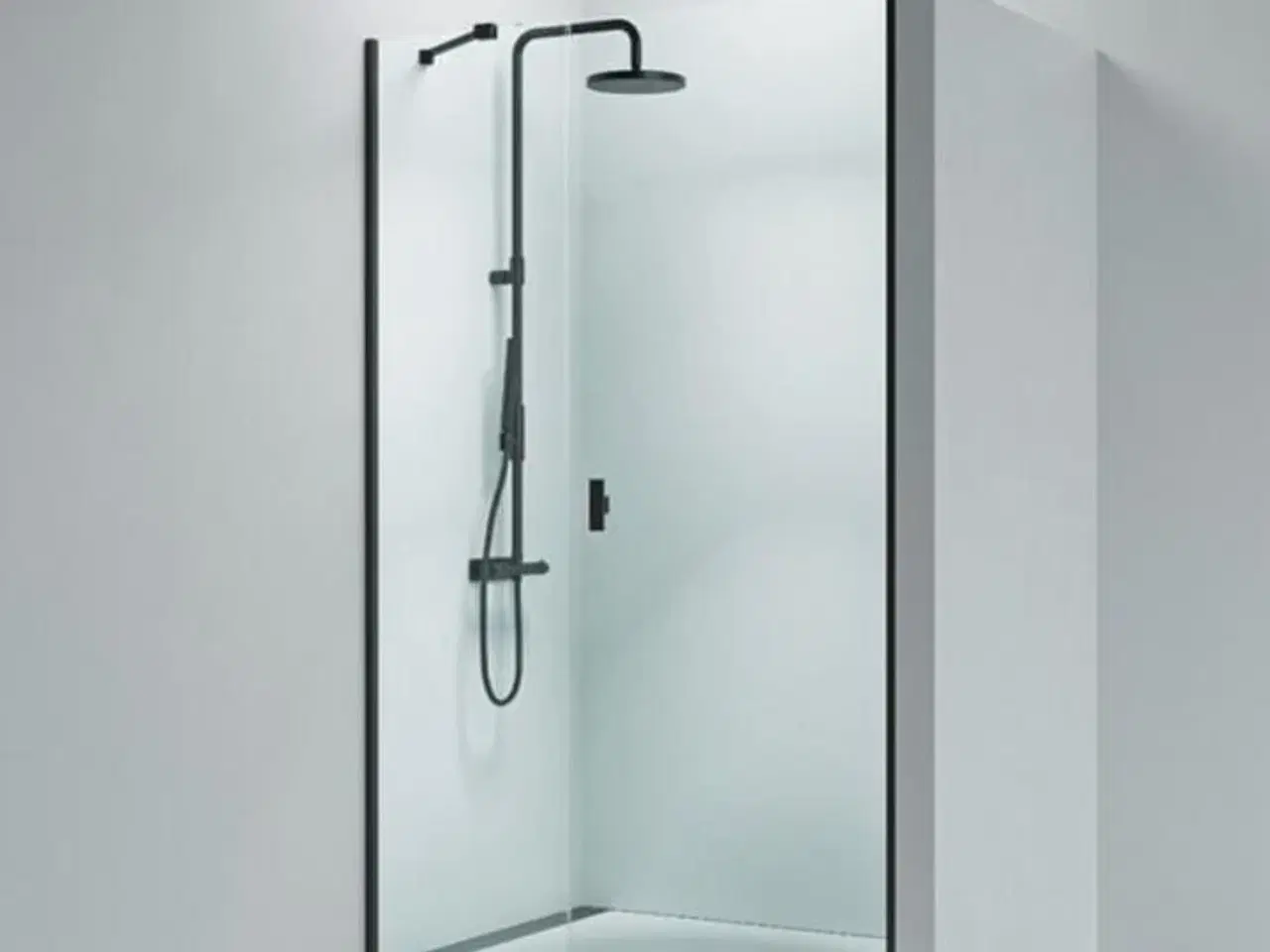 Billede 1 - DLA45 Strømberg Lucca 45 svingdør med sidepanel, 8mm klart glas, sort profile