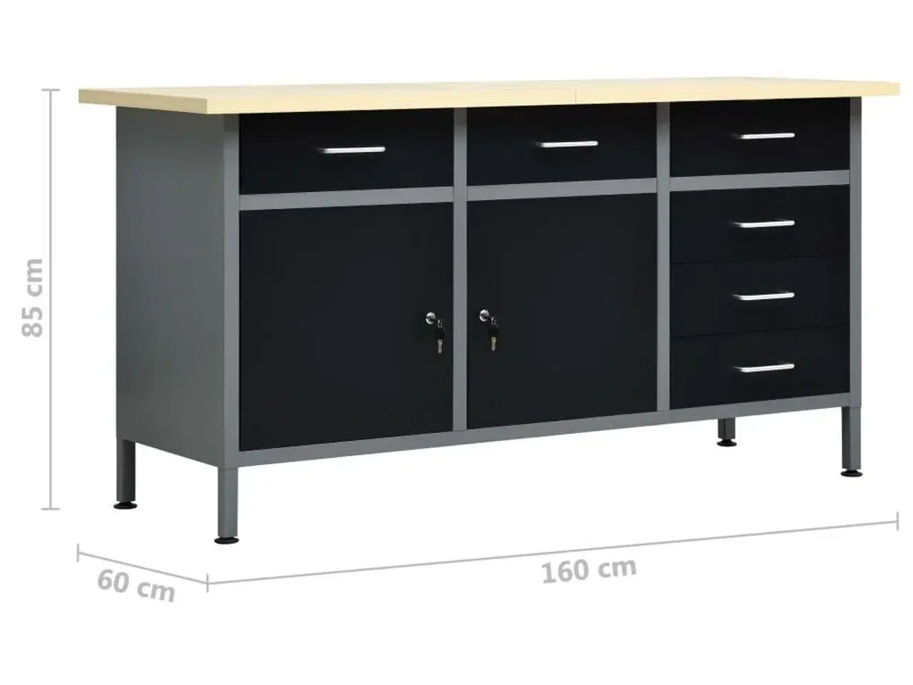 Billede 9 - Arbejdsbord 160x60x85 cm stål sort