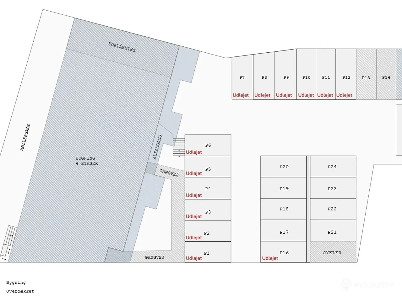 Billede 3 - Lej sikre og centrale parkeringspladser i Svendborg midtby – med adgang via Hulgade og mulig fremtidige ladestandere til elbiler!