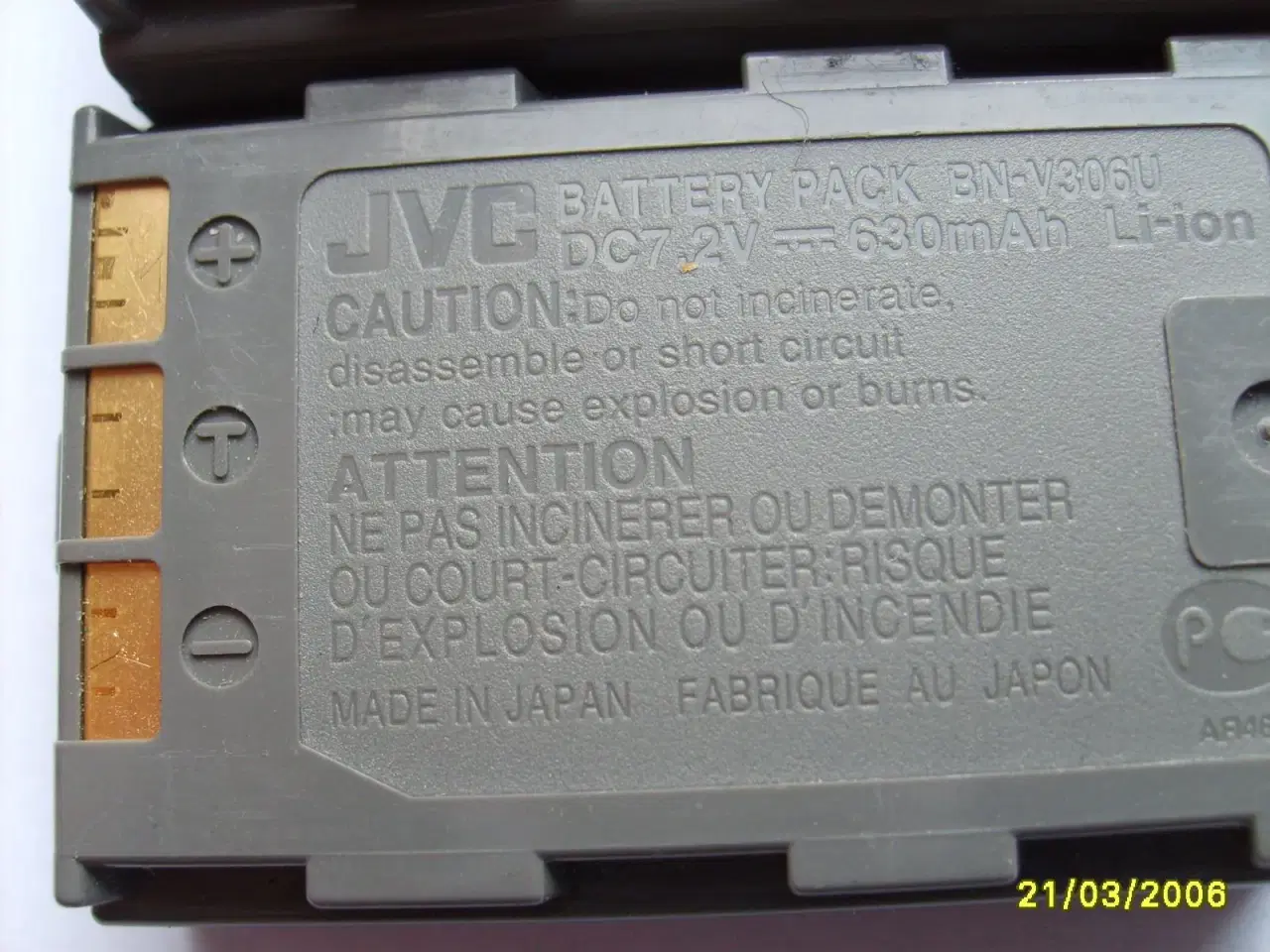 Billede 2 - Originalt JVC Li-ion Batteri 7,2V 630mAh