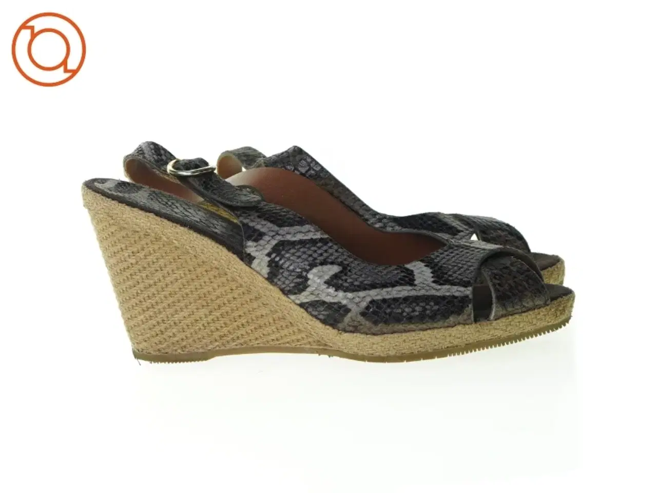 Billede 3 - Sandal med kilehæl i imiteret slangeskind fra Billi Bi (str. 39)