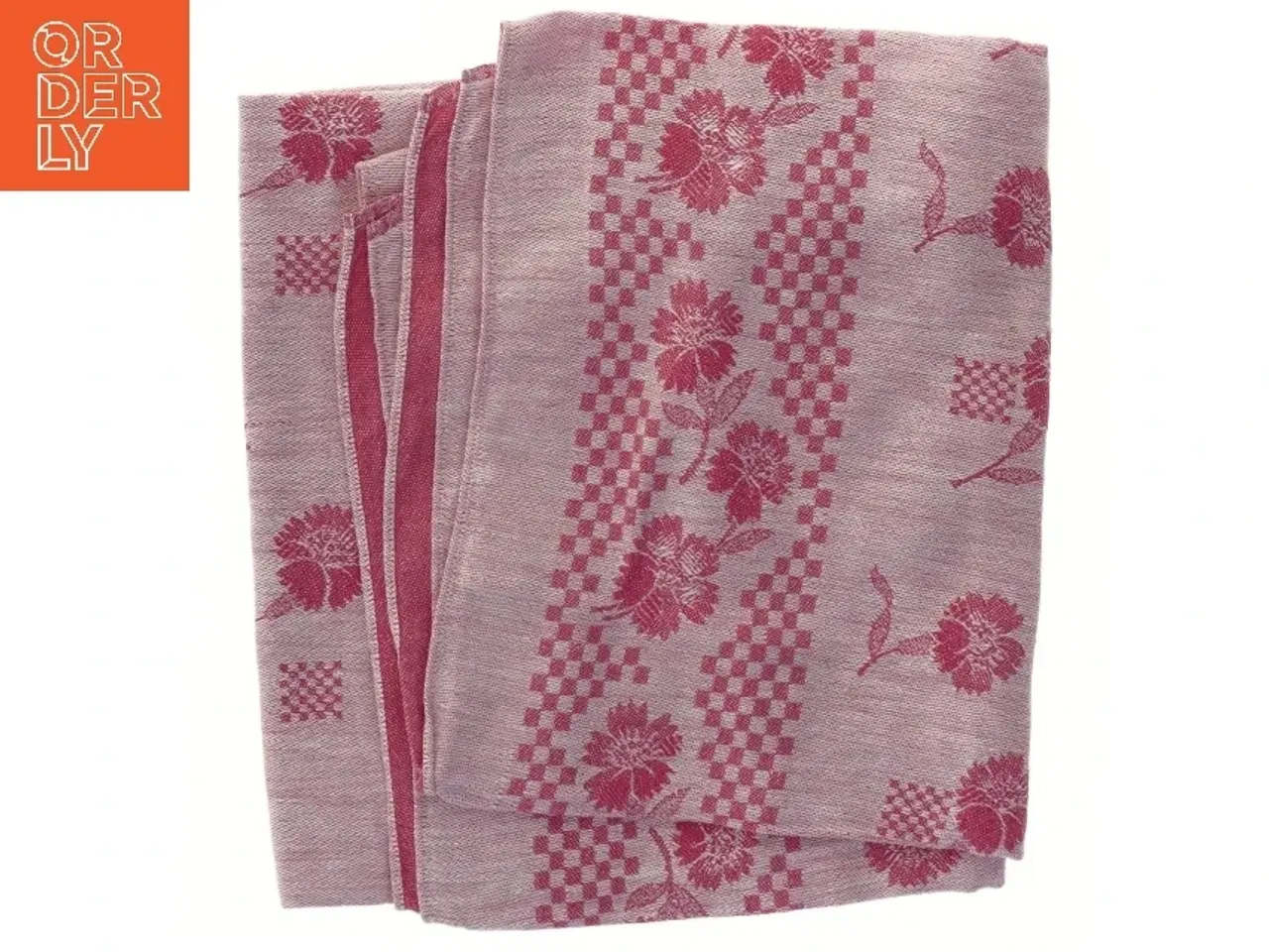 Billede 3 - Rosa tekstil med blomsterdesign (str. 90x95 cm)